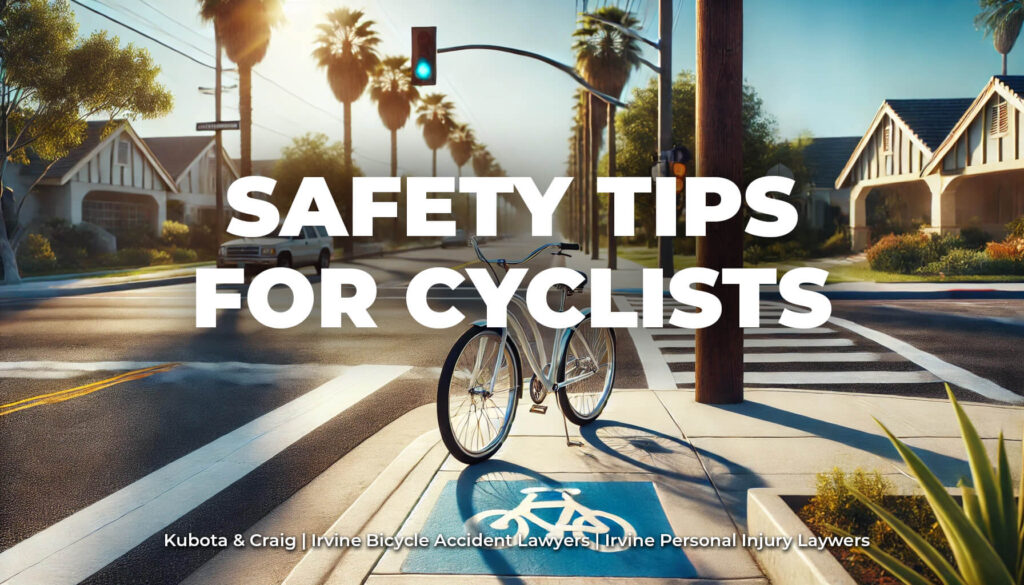 Cyclist wearing a helmet and reflective gear, riding safely in a designated bike lane.