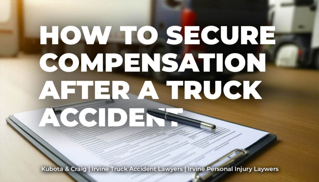 Legal documents and evidence organized for a truck accident claim by an attorney.