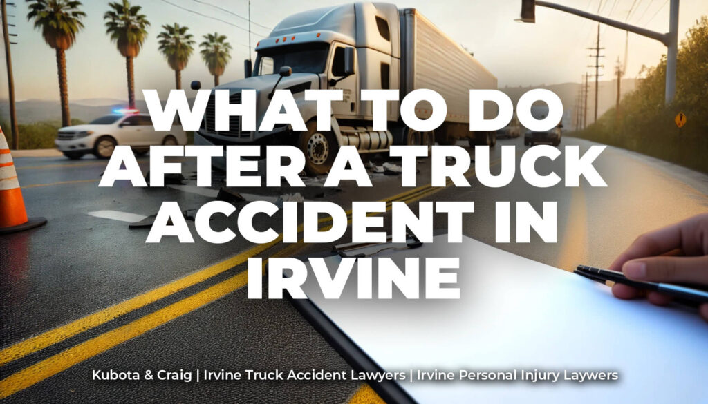 A guide to what to do after a truck accident in Irvine, showing steps to take for safety, evidence preservation, and legal support.